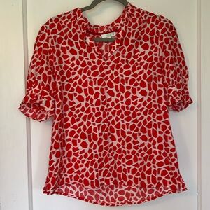 JADE Melody Tam red and white short sleeve shirt XS